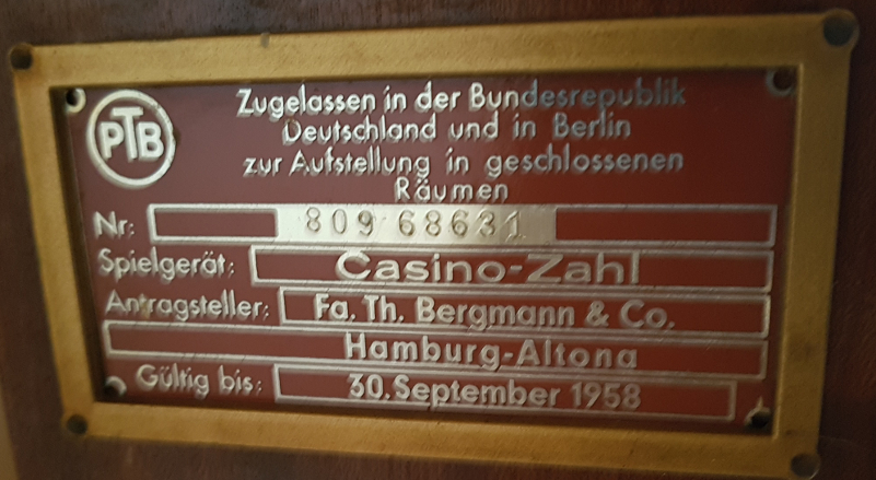Casino Zahl Bergmann 1955 ZLK