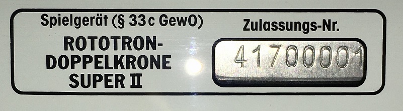 Doppel Krone Super II Rototron Bally Wulff ws 41700001 Zulassung